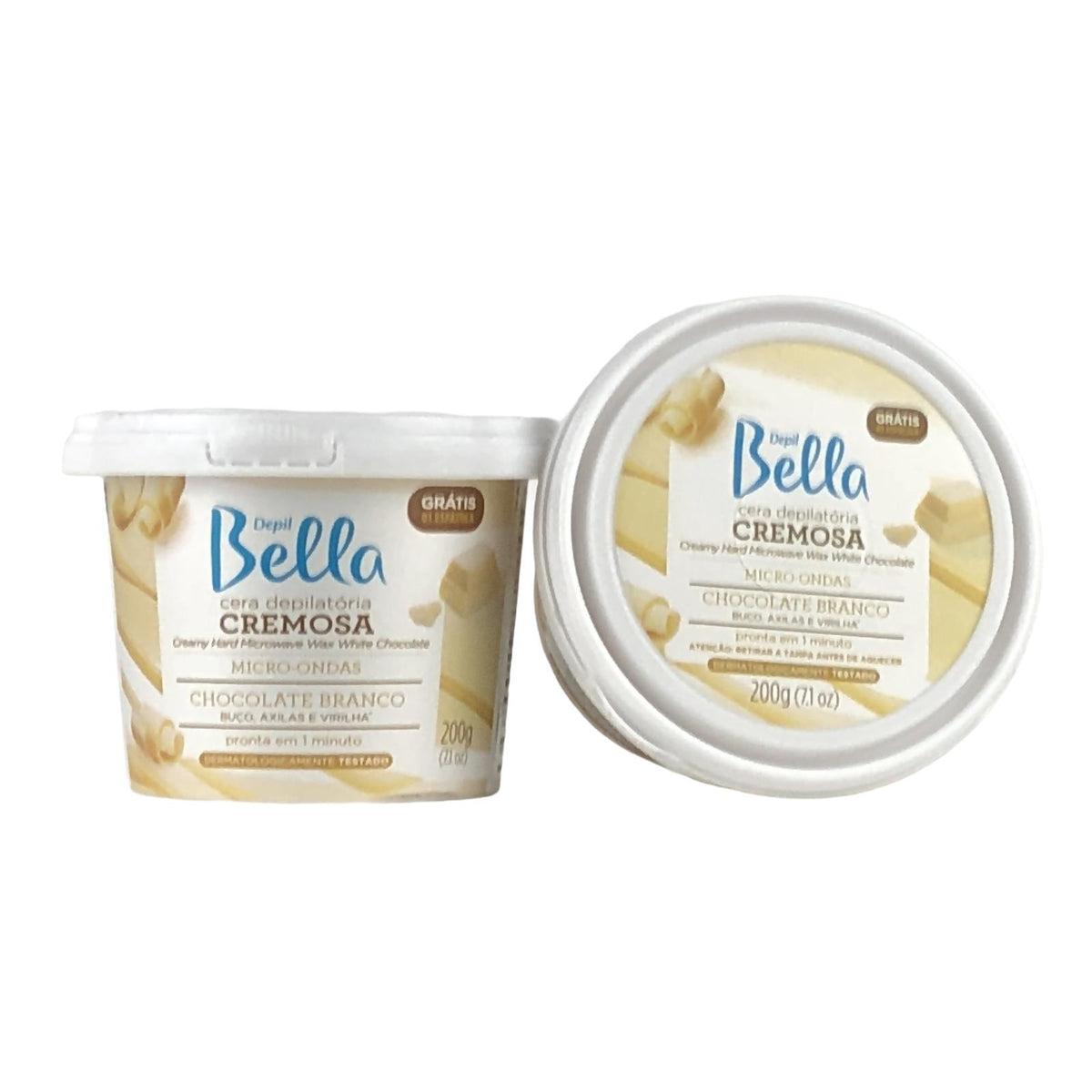 Depil Bella Hair Removal Bundle - 2 White Chocolate & 2 Green Microwave Hard Wax | 100 Wooden Wax Sticks | 2 Pre-Wax Astringent | 2 Wax-Off Oil 