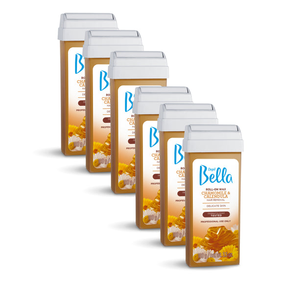 Depil Bella Roll on Chamomile and Calendula Wax Cartridges 3.52Oz (6 Units Offer) - thewaxline.com