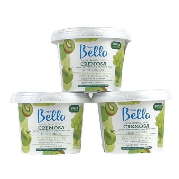 Depil Bella Microwave Creamy Green Fruits Wax 200 gr (3 Unit Offer) - thewaxline.com